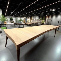 A large retail shop table measuring 16 feet in breadth and 20 feet in length, designed with a modern aesthetic.