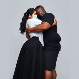 A 27-year-old Asian woman with long dark hair, tall with a plump body, medium-sized breasts, and a big butt, and a weak tan