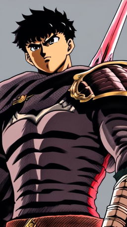 Digital art profile picture of Guts from Berserk, waist-up, with his Dragonslayer sword on shoulder against a dark background.