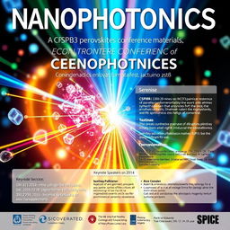 A detailed and visually striking poster for a science conference focusing on nanophotonics, specifically on CsPbBr3 perovskites