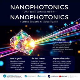 A detailed and visually striking poster for a science conference focusing on nanophotonics, specifically on CsPbBr3 perovskites