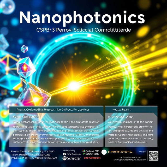 A detailed and visually striking poster for a science conference focusing on nanophotonics, specifically on CsPbBr3 perovskites