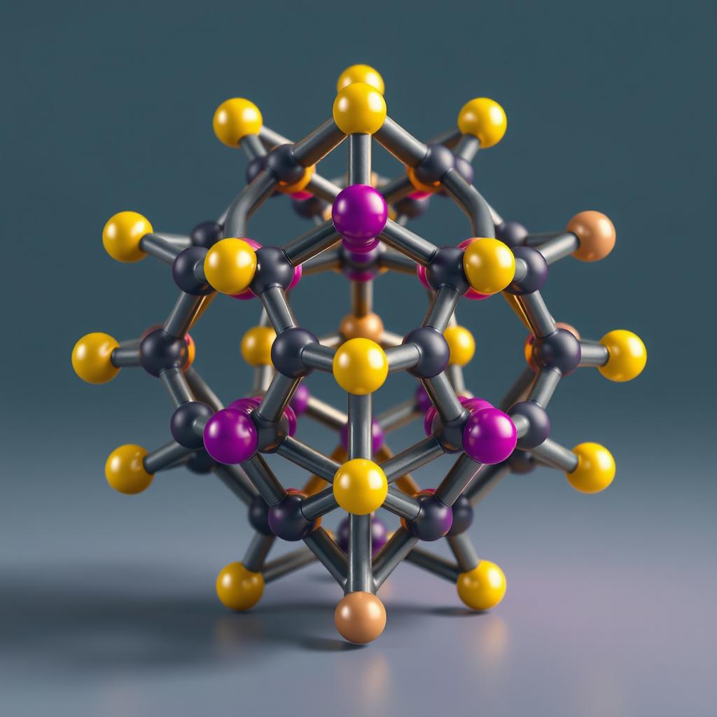 A detailed 3D illustration of the crystal lattice structure of CsPbBr3 perovskite with Cd atoms incorporated into it