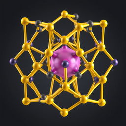 A detailed 3D illustration of the crystal lattice structure of CsPbBr3 perovskite with Cd atoms incorporated into it