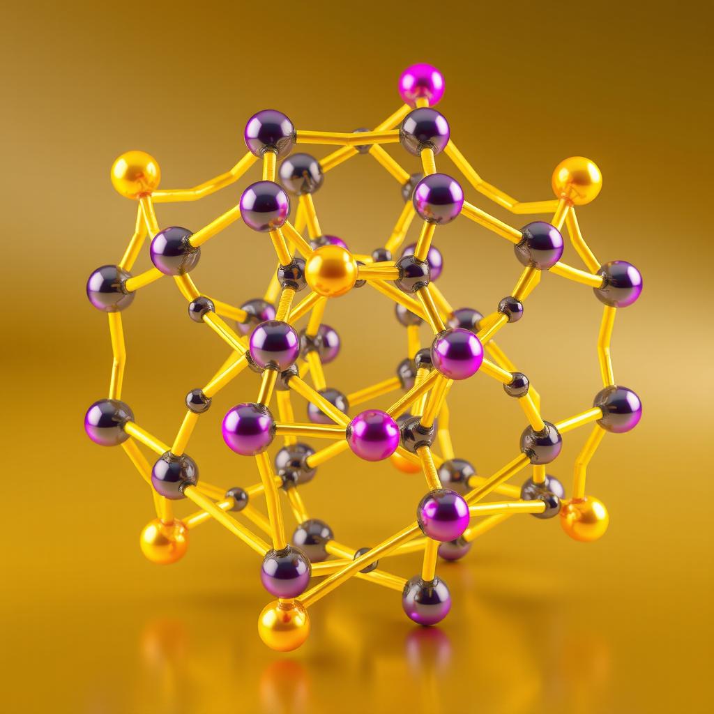 A detailed 3D illustration of the crystal lattice structure of CsPbBr3 perovskite with Cd atoms incorporated into it