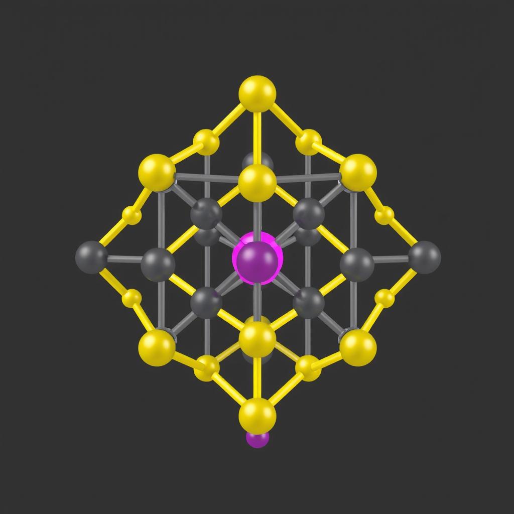 A detailed scientific diagram illustrating the crystal lattice structure of CsPbBr3 perovskite with Cd atoms integrated into it