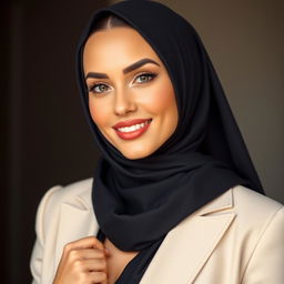 A beautiful and sexy woman confidently wearing a stylish hijab