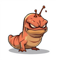 Angry slug character designed for a Unity game, illustrated in detailed pixel art style, exuding a sense of anger with its furrowed brows and a fierce expression on its slimy face, set against a plain white background