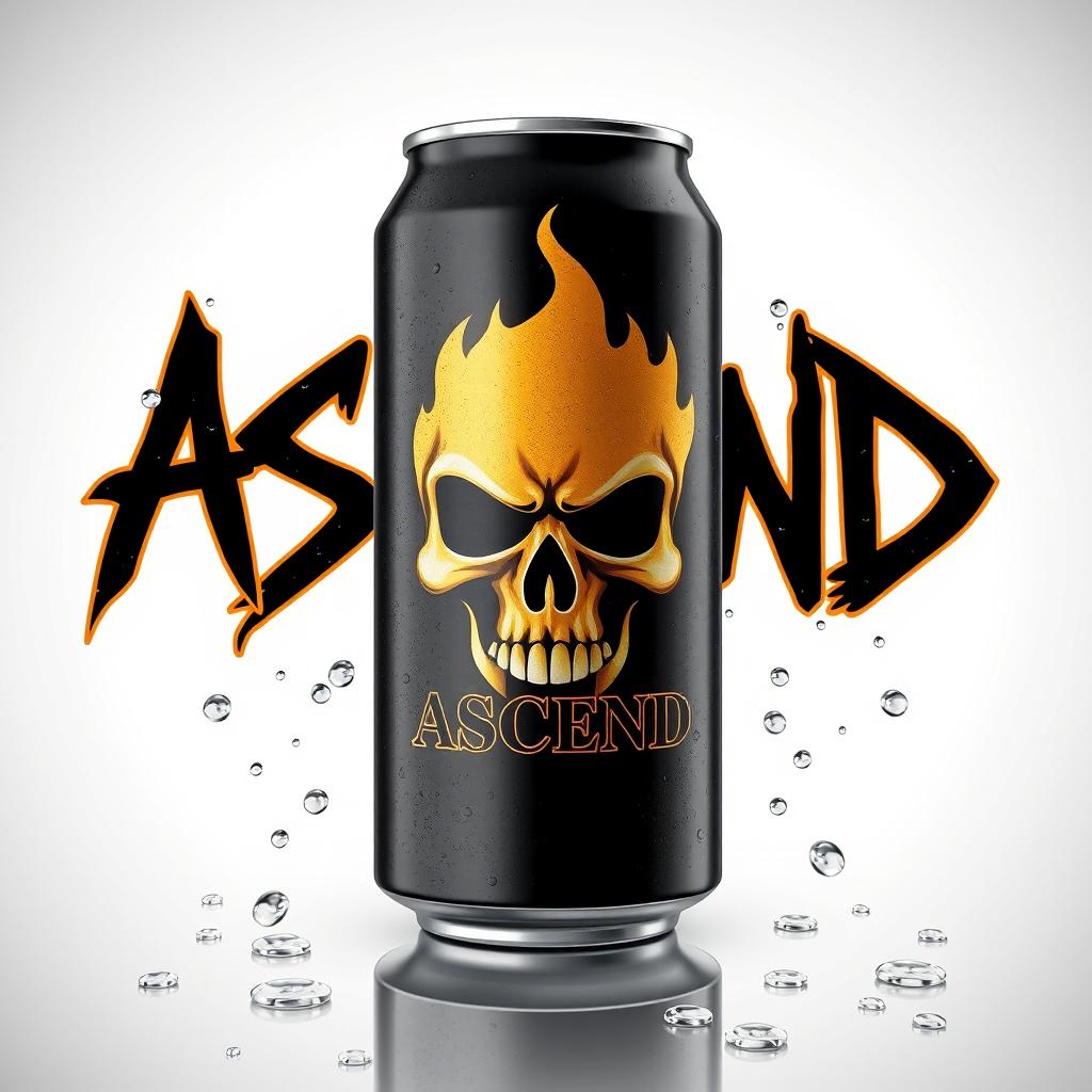 A 3D rendered illustration of a soda can inspired by the Liquid Death can design