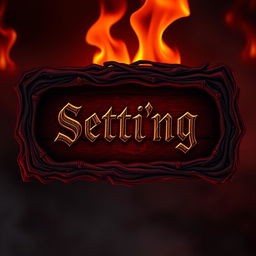 A "Setting" button for a game themed around hell, featuring demonic and fiery elements, dark red and black color palette