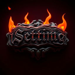 A "Setting" button for a game themed around hell, featuring demonic and fiery elements, dark red and black color palette