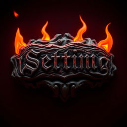 A "Setting" button for a game themed around hell, featuring demonic and fiery elements, dark red and black color palette