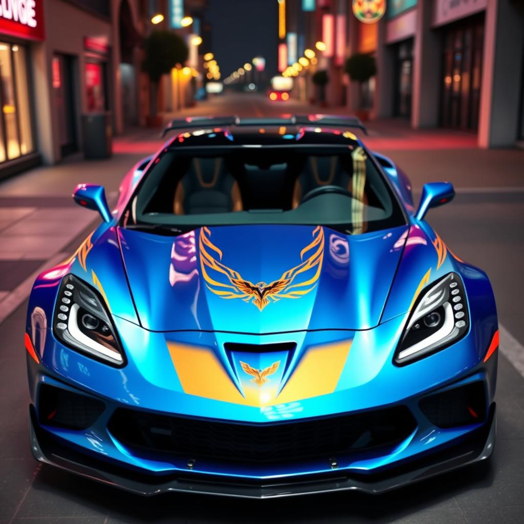 A creatively merged automotive design featuring elements from the Corvette C7 ZR1 and the Pontiac Firebird