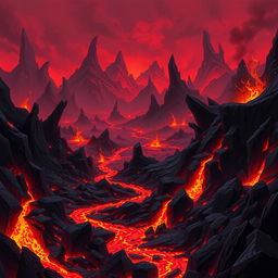 A 2D game background set in the depths of hell