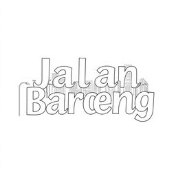 line art illustration featuring the words "Jalan Bareng" intertwined with elements related to the city