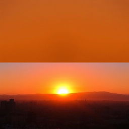 A breathtaking sunset in Lima, with the sun dipping below the horizon and painting the sky in vibrant shades of orange