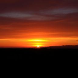 A breathtaking sunset in Lima, with the sun dipping below the horizon and painting the sky in vibrant shades of orange