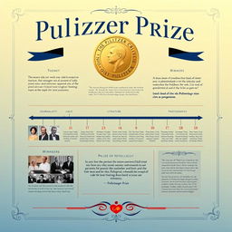 A visually captivating informational poster on the topic of the 'Pulitzer Prize'