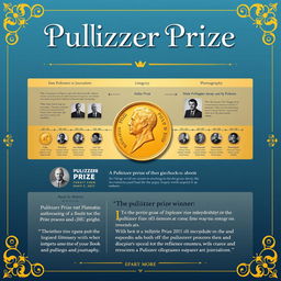 A visually captivating informational poster on the topic of the 'Pulitzer Prize'