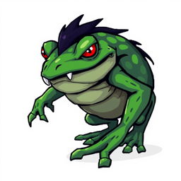 An evil frog designed for a Unity game in pixel art style, showcased on a white background