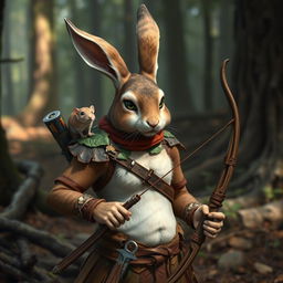 A lean and agile bunny humanoid named Hopson in a forested terrain