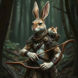 A lean and agile bunny humanoid named Hopson in a forested terrain