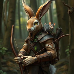 A lean and agile bunny humanoid named Hopson in a forested terrain