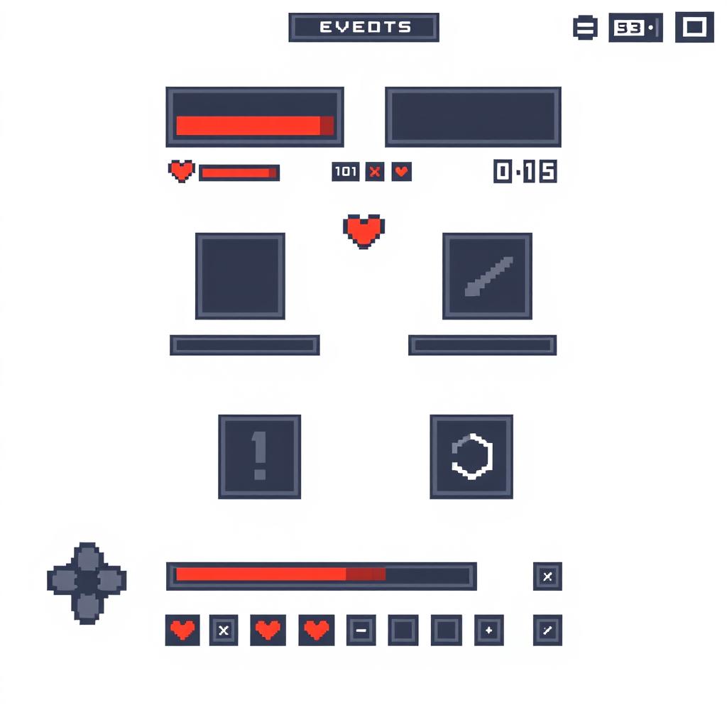 A pixel art style UI interface designed for a Unity game, set against a white background