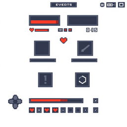 A pixel art style UI interface designed for a Unity game, set against a white background