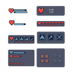 A pixel art style UI interface designed for a Unity game, set against a white background