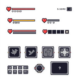 A pixel art style UI interface designed for a Unity game, set against a white background