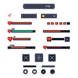 A pixel art style UI interface designed for a Unity game, set against a white background