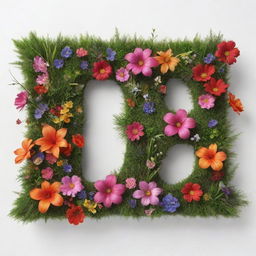 3D text saying '6 Namuncura' embellished with vibrant plants, blooming flowers and lush grass against a white background.