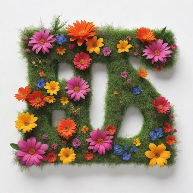 3D text saying '6 Namuncura' embellished with vibrant plants, blooming flowers and lush grass against a white background.