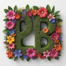 3D text saying '6 Namuncura' embellished with vibrant plants, blooming flowers and lush grass against a white background.