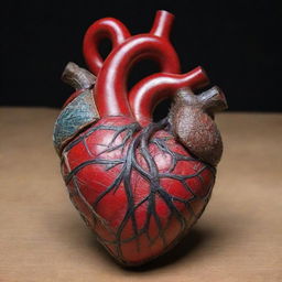 A highly detailed human heart, with its chambers and veins intricately filled with vividly colored traditional Philippine arts such as weaving, dance, and Tattoos.