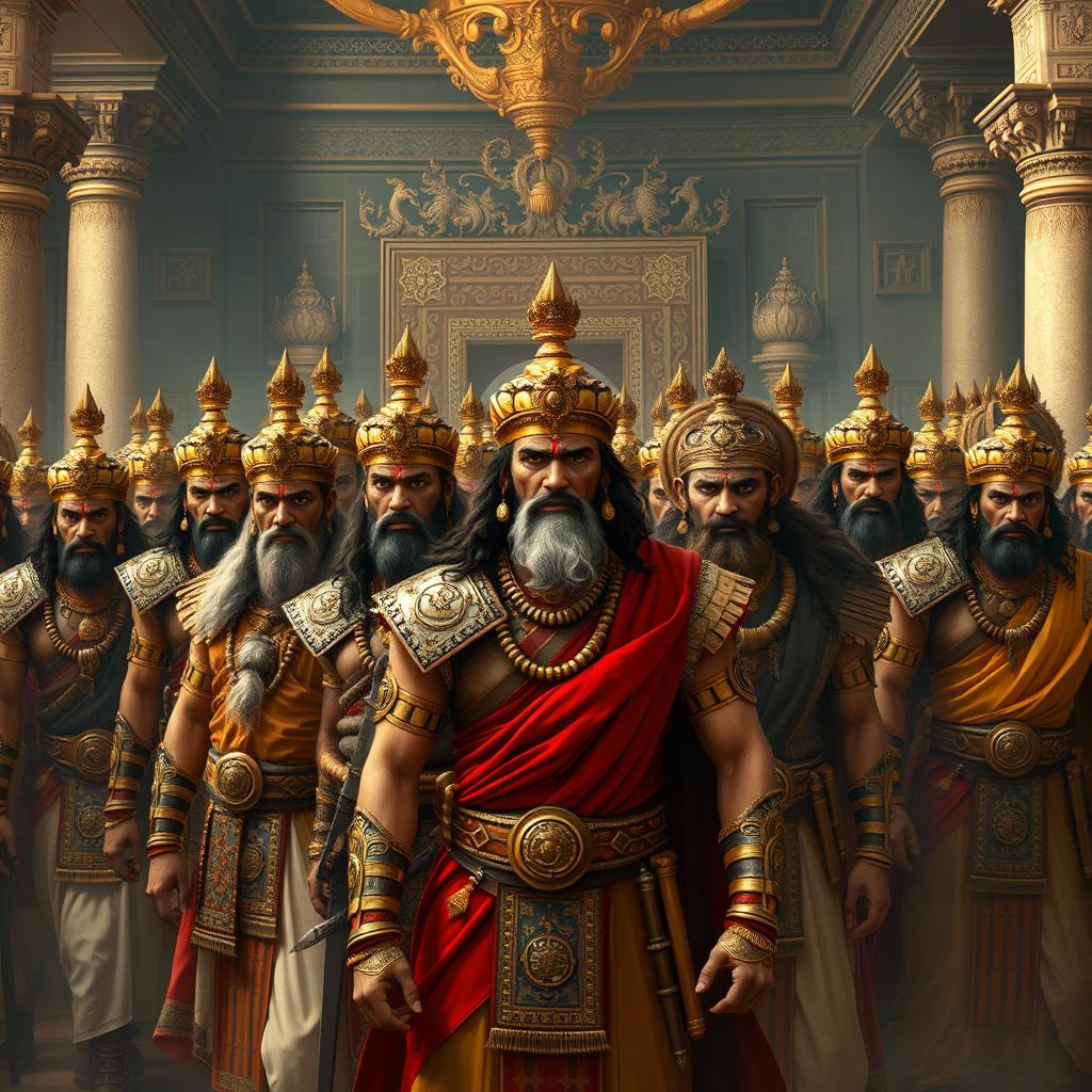 A depiction of the Kurawas from the Mahabharata, showcasing the powerful and numerous princes