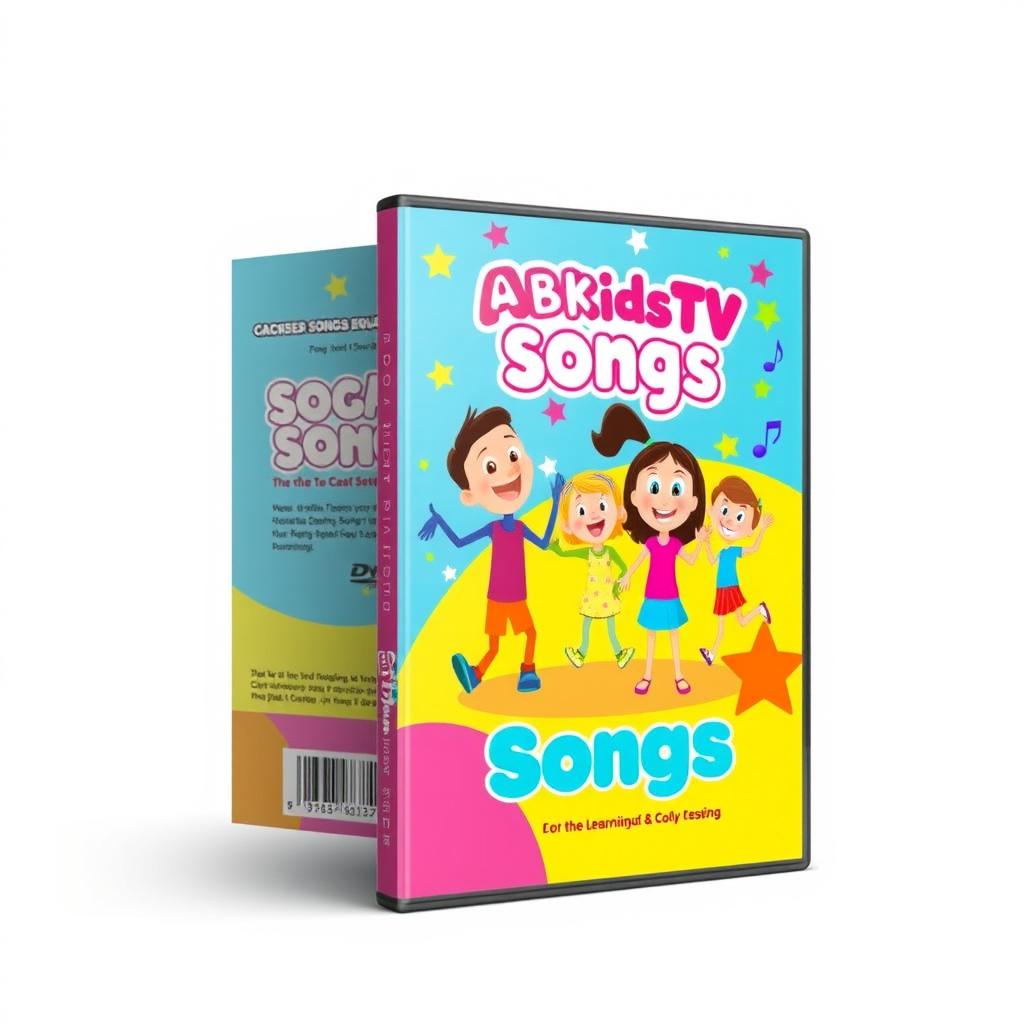 A bright and cheerful cover design for a children's song DVD titled 'ABCKidsTV Songs'