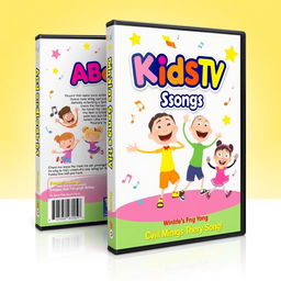 A bright and cheerful cover design for a children's song DVD titled 'ABCKidsTV Songs'