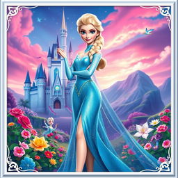 Elsa from Frozen envisioned as the main character in a film styled like a classic Disney Barbie movie