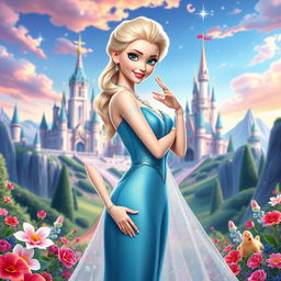 Elsa from Frozen envisioned as the main character in a film styled like a classic Disney Barbie movie