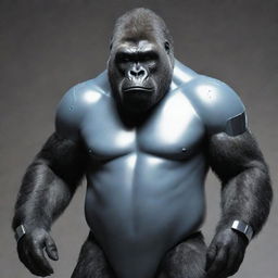 A gorilla styled as a science fiction professor, clad in futuristic attire.