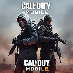 A dynamic 'Call of Duty Mobile' poster featuring the iconic characters Ghost and Urban Tracker