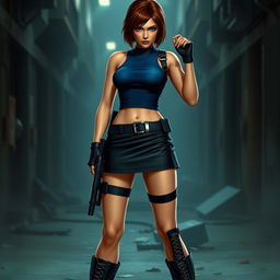 A realistic depiction of Jill Valentine from Resident Evil 3 in her classic 1999 outfit