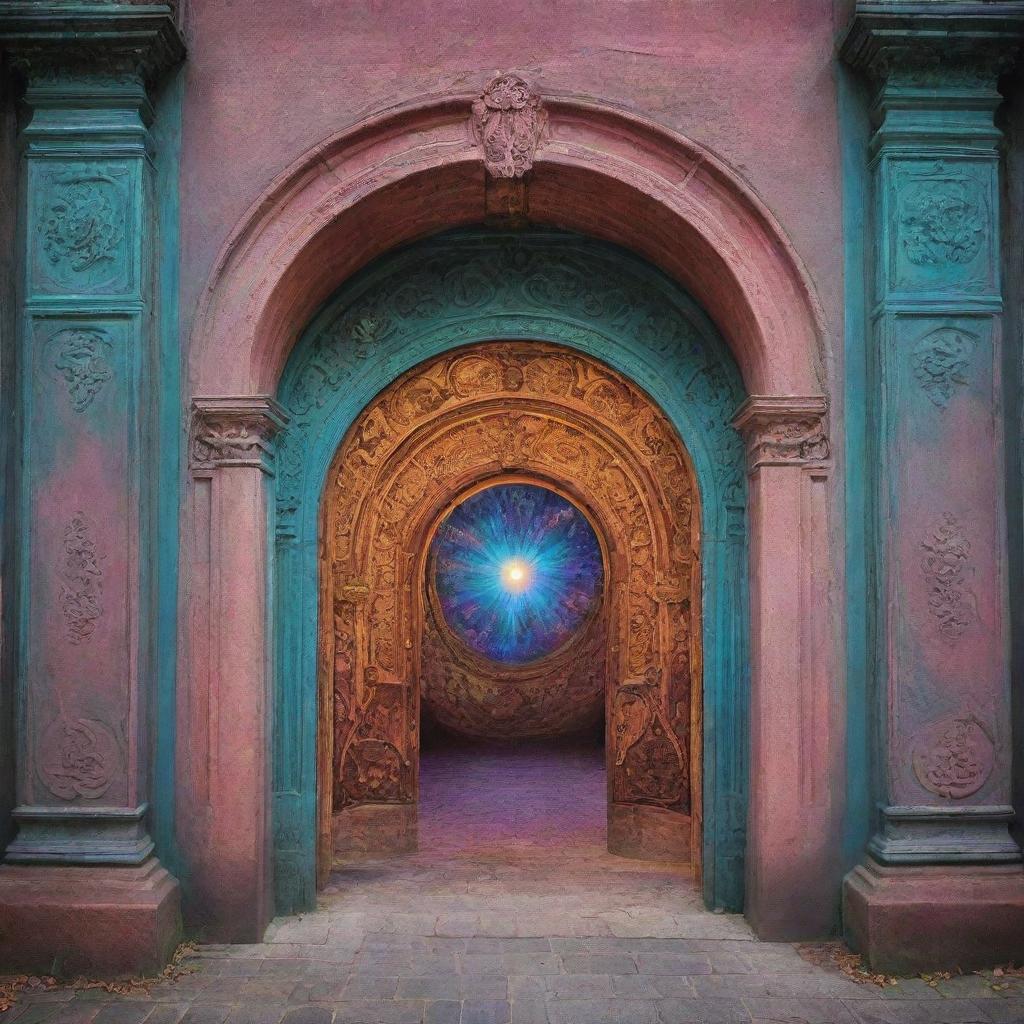 A fascinating portal swirling with vibrant colors depicting different eras and epochs, like a gateway to time travel.