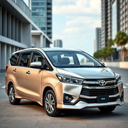 A realistic image of a Toyota Innova, focusing on its modern design and sleek contours