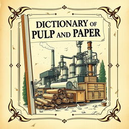 A captivating book cover design for a book titled "Dictionary of Pulp and Paper