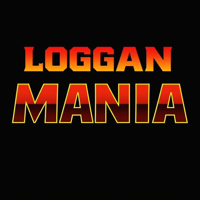 Bold 'LOGAN MANIA' text in Hulkamania font against a solid black background