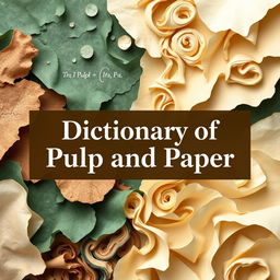 A book cover for 'Dictionary of Pulp and Paper' showcasing an abstract design representing the pulp and paper industry