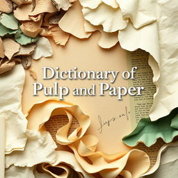 A book cover for 'Dictionary of Pulp and Paper' showcasing an abstract design representing the pulp and paper industry